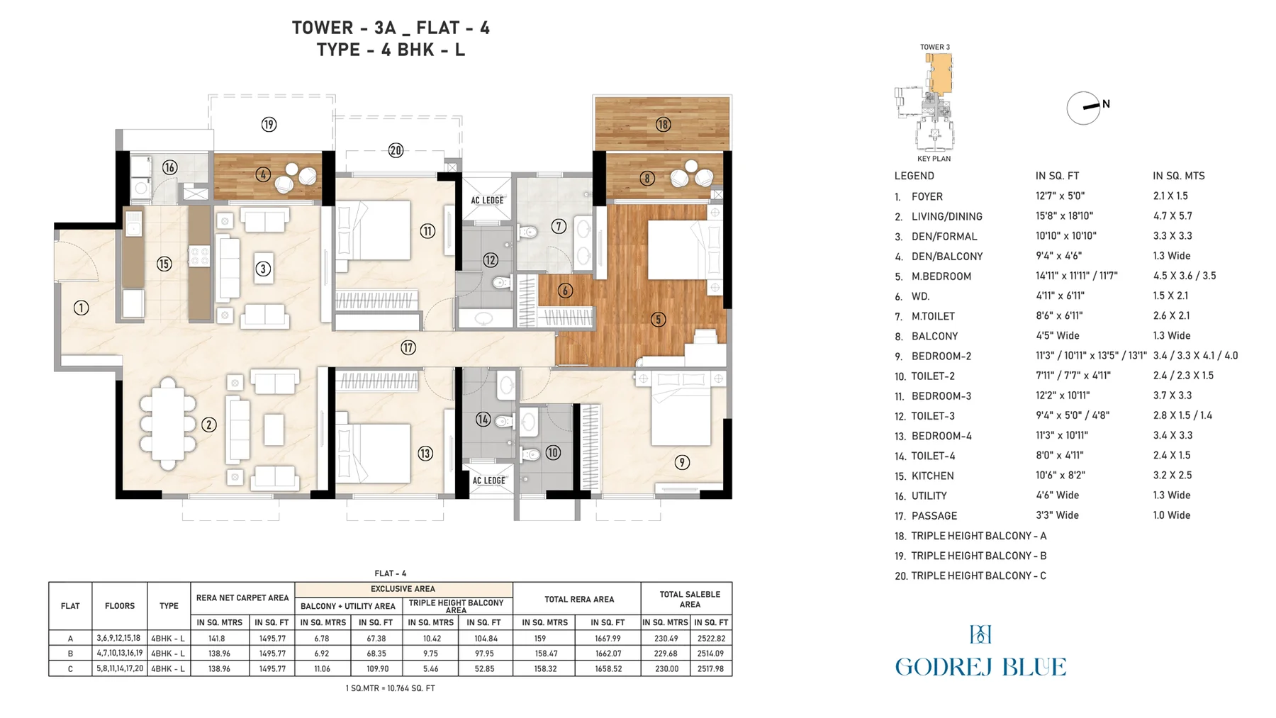 3 BHK - XL floor plan at Godrej Blue