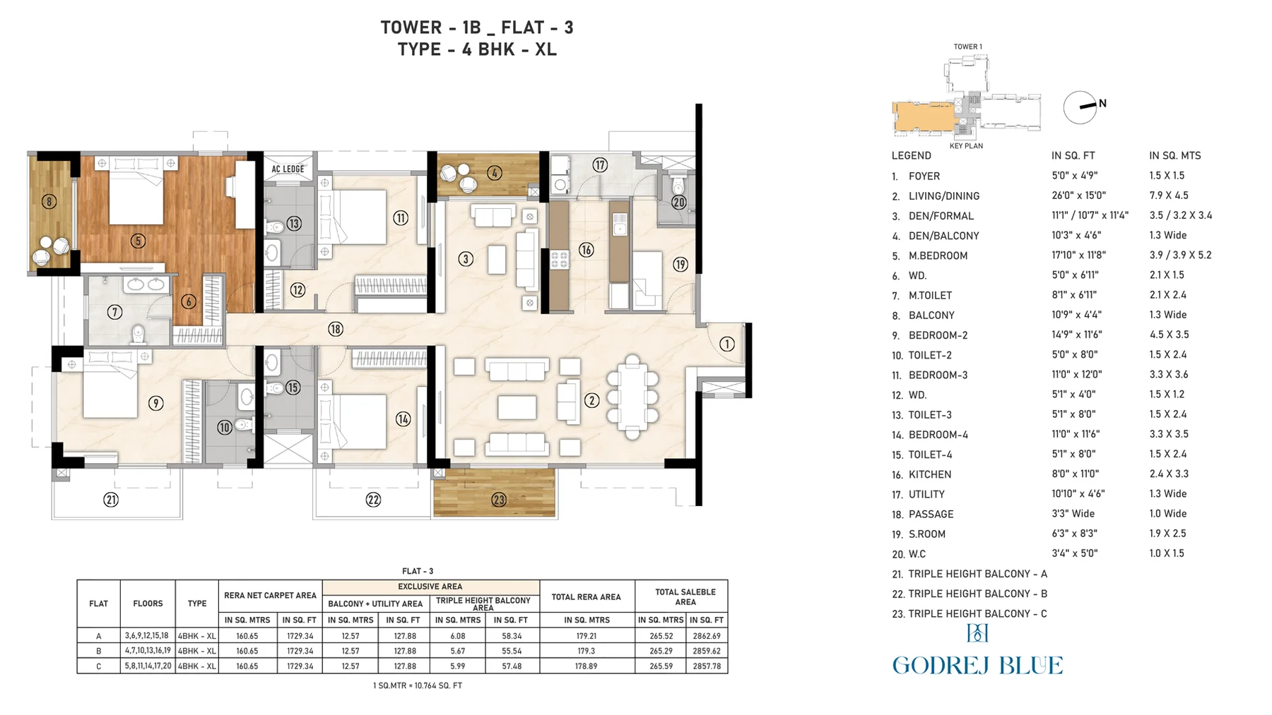 4 BHK - L floor plan at Godrej Blue